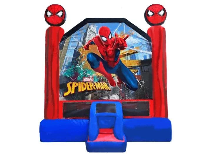 Hüpfburg in Rot-Blau mit Spider-Man-Motiv, ideal für Kindergeburtstage und Fans von Superhelden, jetzt hochwertig online kaufen.